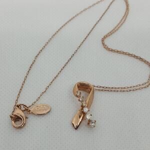 KJL Kenneth Jay Lane Rose Gold Breast Cancer Awareness Necklace